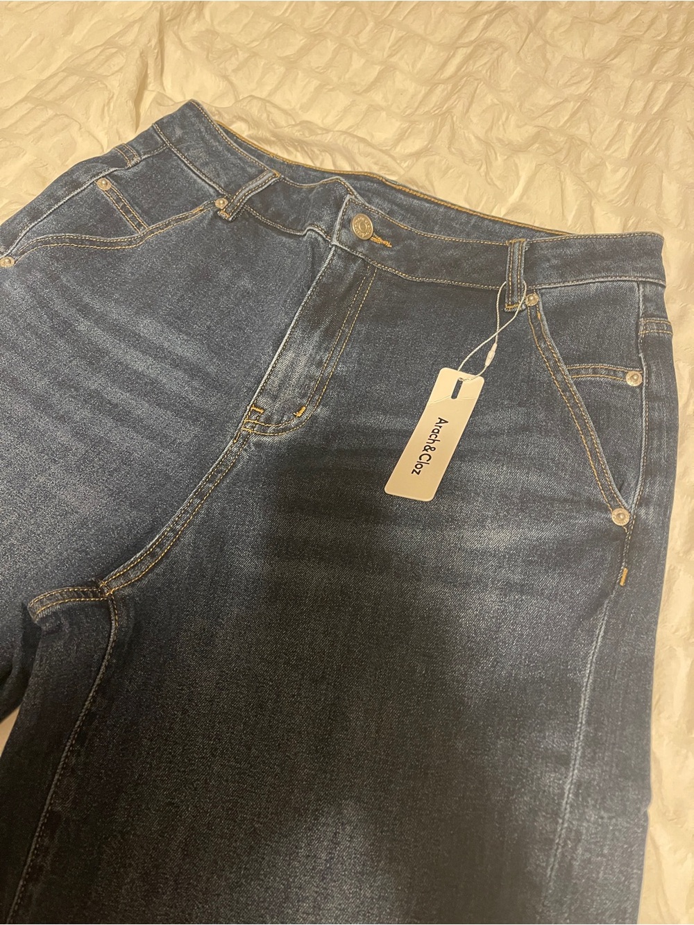 Wide Leg Split Hem Dark Blue Women’s Jeans - Picture 2 of 7